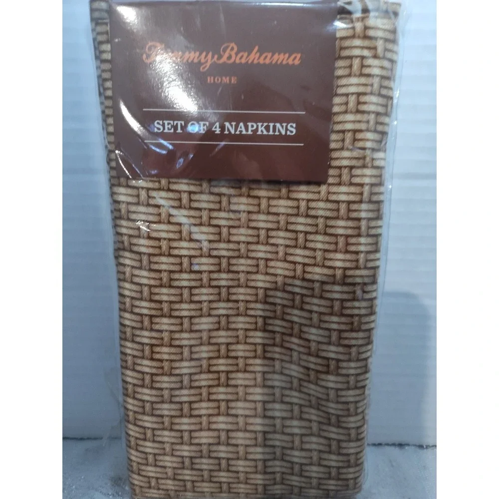 Tommy Bahama Cloth Napkins Brown‎ Weave 100% Polyester Set of 4